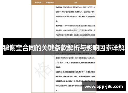 穆谢奎合同的关键条款解析与影响因素详解